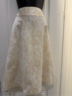 GAP Cream Floral A-Line Midi Skirt Size 8 Romantic Cottagecore